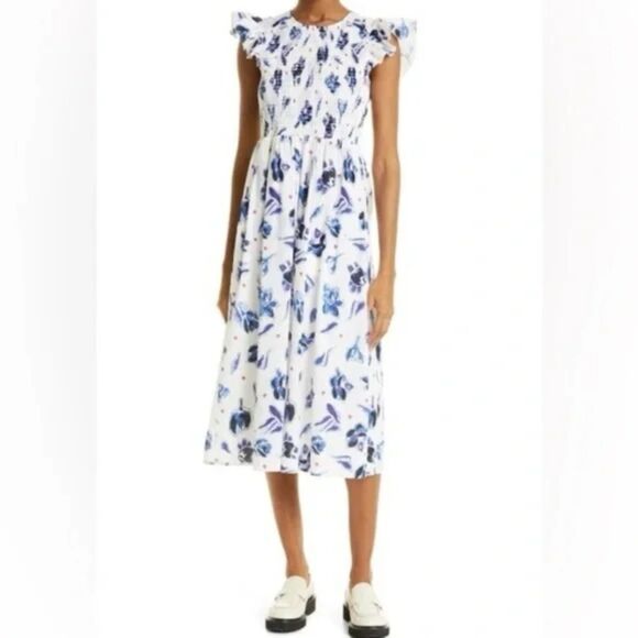 baum und pferdgarten Admore Floral Smocked Cotton Dress sz 40 spring easter - Picture 1 of 10